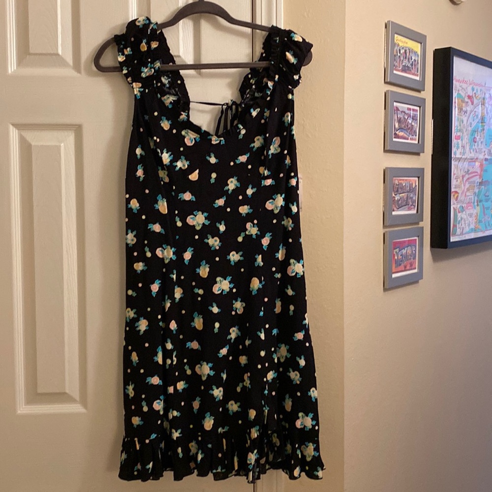 NWT Black Free People Mini Sundress with Grapefruits- Size Large